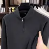 Sudadera de media cremallera de 360 g para hombre, nueva colección otoño/invierno 2026, cuello alto, casual, engrosada para abrigar, sudadera de capa base para hombre