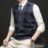 Amazon ropa de hombre transfronteriza otoño e invierno chaleco cárdigan para hombre chaleco suéter nueva chaqueta de punto a rayas