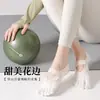 Meias de Pilates Meia Barco com Cinco Dedos Meias de Yoga para Mulheres Antiderrapante Silicone Calcanhar Antiderrapante Esportes de Fitness Indoor Meias de Renda