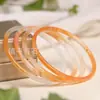 Brazalete delgado redondo de ágata blanco hielo natural, brazalete Dingdang mitad montaña mitad agua, brazalete delgado de calcedonia, pulsera de mujer de 4MM