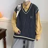 Colete Tricot sem Mangas Estilo College Outono e Inverno para Homens Estilo Coreano Tendência Solto e Versátil Estilo Preguiçoso de Casal Colete Tricot