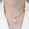 Colar de Zircônia Pérola Prateada Quebrada Feminino 2025 Novo Design de Nicho Elegante Luxo Leve Alta Qualidade Corrente de Clavícula Acessórios
