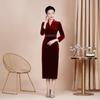 Otoño/invierno nuevo cheongsam de terciopelo coreano mejorado para banquete Xi suegra Xi vestido de madre talla grande vestido de novia una generación de cabello