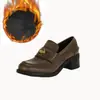Mocasines de cuero versión gruesa estilo británico para mujer punta redonda pequeña moneda dorada sin cordones tacón grueso zapatos de una sola suela zapatos de cuero pequeños universitarios JK