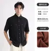 Camisas de Manga Corta para Hombre de Algodón Puro de Gama Alta, Camisas Casuales de Media Manga con Cuello para Hombre de Lujo Ligero y Gama Alta