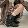 Botas Western Retrô para Mulheres 2026 Novo Estilo Botas de Cano Curto Franzidas Botas Curtas Pretas Vintage Salto Grosso Botas de Cavaleiro para Leggings