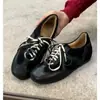 Versión de Piel de Vaca~Zapatos de Entrenamiento Alemanes Negros Retro, Zapatos con Cordones Forrest Gump, Tenis Casuales con Plataforma para Mujer, Zapatos Deportivos Versátiles, Modernos