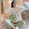 Pijama de Primavera e Outono para Meninas, Pijama de Manga Comprida para Senhoras com Estampa de Desenho Animado para Sala com Ar Condicionado de Verão, Roupa de Casa