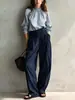 Pantalones Casuales de Pierna Ancha de Cintura Alta Transfronterizos Europeos y Americanos para Mujer, Otoño 2026, Pantalones Largos Holgados de Pierna Recta con Caída para Primavera y Otoño
