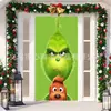Cortina de Porta Natalina Grinch de Venda Quente Transfronteiriça Pano Decorativo de Venda Quente Transfronteiriça Pano para Cenário de Festa de Gabinete de Entrada Janela Multipadrão