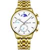 GENEVA Relógio Masculino Criativo Sol Lua Estrela Sete Bolas Pulseira de Aço Mostrador Grande Calendário de Negócios Relógio de Quartzo Masculino