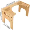Taburete de madera para baño en cuclillas, taburete de inodoro plegable de madera de bambú pintado en spray con asiento elevado