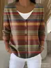Nova Blusa de Moletom com Gola V, Botões e Manga Longa, Estampada em 3D, Moda Personalidade, Casaco Suéter Solto Feminino, Outono e Inverno