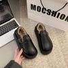 Zapatos Mao Mao Ropa Exterior para Mujer 2024 Nuevo Otoño e Invierno Suela Gruesa Zapatos de Cuero Pequeños Slip-on Forrado de Vellón Cálido Botas de Nieve Zapatos de Algodón