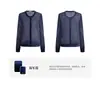 Cardigan de Punto para Mujer Hecho a Medida en la Fábrica de Origen, Estilo Old Money Europeo y Americano, Delgado de Verano, Calado, Cuello Redondo, Manga Larga, Cubre-Sol Protector