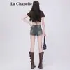 Shorts Jeans Retrô Americano para Mulheres Verão 2025 Tendência Versátil Novo Cintura Alta Justo Linha A Hot Pants