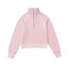 Moletom Feminino Melard Espesso com Forro de Fleece para Outono e Inverno, Manga Longa, Comprimento Curto, Gola Alta, Meia-Zipper, Blusa Esportiva