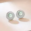 Conta de Vídeo Mais Vendida Jade Azul Água Natural Grau A Brinco de Pérola Redonda Novo Estilo Chinês Versátil para o Trabalho Brinco de Nicho de Luxo Leve