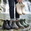 Botas de Lluvia Cortas de Moda para Hombre, Zapatos Casuales Blancos, Botas de Lluvia para Exteriores de Primavera/Verano, Zapatos de Goma Deportivos para Viajes, Botas de vadeo para el Trabajo