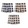Cueca Box Masculina com Estampa Xadrez Tendência, Shorts para Casa Respiráveis da Moda de Cintura Média Tamanho Grande, Fornecimento Direto do Fabricante