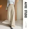 Calça wide leg de liocel para mulheres, novo estilo primavera/outono 2026, calça solta moderna estilo coreano com caimento fluido, adequada para yoga e como calça máscara facial