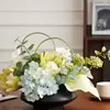 Mesa de centro floral simulada de lujo de alta gama, mesa de comedor para sala de estar, adornos de flores artificiales, jarrón geométrico creativo, decoración de hotel, arreglo floral