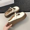 Hermosos Mocasines Franceses Baotou para Mujer Verano Ropa Exterior 2025 Nuevas Sandalias Mary Jane con Suela Gruesa y Encaje de Lazo