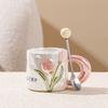Taza de cerámica creativa con forma de tulipán, regalo de mano, taza de agua y café de alta calidad para parejas, regalo para el Día del Maestro