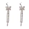 Pendientes Largos con Borla de Mariposa Incrustados de Circonita Versátiles de Alta Gama Transfronterizos Europeos y Americanos para Mujer, Pendientes Personalizados Exquisitos Super Brillantes