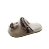 Pantuflas cálidas de conejo lindas estilo coreano con suelas suaves para mujer, pantuflas planas mullidas de invierno para interior, medias pantuflas de punta cerrada