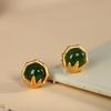 Pendientes de plata de ley s925 con diseño de personaje, chapados en oro, de jaspe hetiano y bambú, con personalidad fresca y moderna.