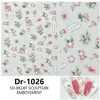 Manicure de Flores Silvestres Coloridas de Primavera Adesivos em Relevo Pintura a Óleo Romântica Adesivos de Unha Frescos Simples Fofos Novo Estilo