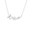 Colar de Pérolas com Flor de Zircônia e Laço, Luxo Leve e Requintado, Sentido de Alto Padrão, Corrente para Clavícula Doce Super Fada Versátil para Mulheres