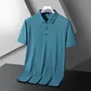 Camisa Polo Sin Costuras de Seda de Hielo para Hombre Verano Solapa Manga Corta Ligera Transpirable Casual de Negocios Color Sólido Elástica Media Manga