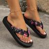 Chanclas de suela gruesa para mujer, sandalias antideslizantes de verano para playa, estilo coreano, con estampado floral, a la moda.