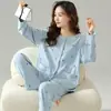 Pijama de Algodão Nuvem para Mulheres Primavera e Outono Manga Longa Pijama Feminino 2026 Novo Estilo Outono e Inverno Gola Lapela Tamanho Plus Pode Ser Usado Fora de Casa