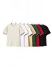 Camiseta Unisex de Algodón Mezclado, Manga Corta, Cuello Redondo, Bloques de Color, Estilo Americano Moderno, Ligera de Verano, 220g, Corte Holgado Casual, para Pareja