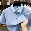 Camisa Polo de Seda de Morera para Hombre 2026 Verano Nuevo Estilo Casual de Negocios Cuello Solapa Color Sólido Transpirable Cómoda Camiseta de Manga Corta para Hombre