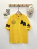 2025 Nova Camiseta de Manga Curta de Toalha Pesada Americana com Letra Bordada para Homens e Mulheres Tops Soltos de Casal de Verão da Moda