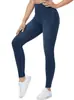 Calça Skinny Estilo Jeans Azul Escuro de Cintura Alta para Mulheres, Calça de Perna Estreita Elástica Emagrecedora, Calça Base Modeladora Levanta Bumbum