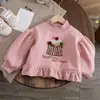 Roupas Infantis 2025 Meninas Inverno Novo Veludo Estampado Desenho Moletom Roupa Externa para Bebê Menina Tops Quentes de Outono e Inverno