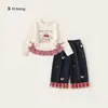 Youbao Huzhou Zhili conjunto de ropa para niños otoño camiseta de manga larga para niñas con bloques de color jeans de pierna recta conjunto de dos piezas para niños