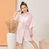 Roupa de Casa de Verão Casual Estilo Fino para Meninas Decote V Comprimento Médio Cardigã Roupão Atacado Manga Curta Macio