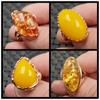 Anel de joia anel de âmbar de cera de abelha artificial anel de cera de abelha amarelo-frango anel de gota d'água de cera de abelha anel de vida de diamante peeper