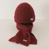 Conjunto de Gorro y Bufanda para Niños Invierno Engrosado Cálido Lana Tejido Estilo Coreano Bufanda de Estilo Conjunto de Dos Piezas Moderno