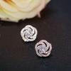 Pendientes 18k Temperamento Femenino Europeo y Americano Día Sur Corea Circonita Rosa Sencillo Joker Joyería Dulce Europea y Americana 6153