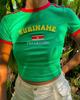 Camiseta sexy de manga corta con cuello redondo y letras bordadas para mujer, estilo informal, de comercio exterior transfronterizo de Europa y América, de verano