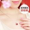 Colgante Gallo del Zodíaco Benmingnian Femenino Ágata Roja Gallo Auspicioso Collar Moda Sencillo Cadena Corta para Clavícula Joyería de Plata