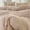 Juego de Cama de Cuatro Piezas de Algodón Lavado Supersuave Sábanas Clase A Fundas de Edredón Sábanas Ajustables Individual para Dormitorio de Estudiante Juego de Tres Piezas 4
