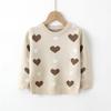 Suéter Tendência Estilo Coreano para Meninas Outono/Inverno com Estampa de Coração Pulôver Infantil Malha de Gola Redonda Fábrica de Roupas Infantis para Comércio Exterior